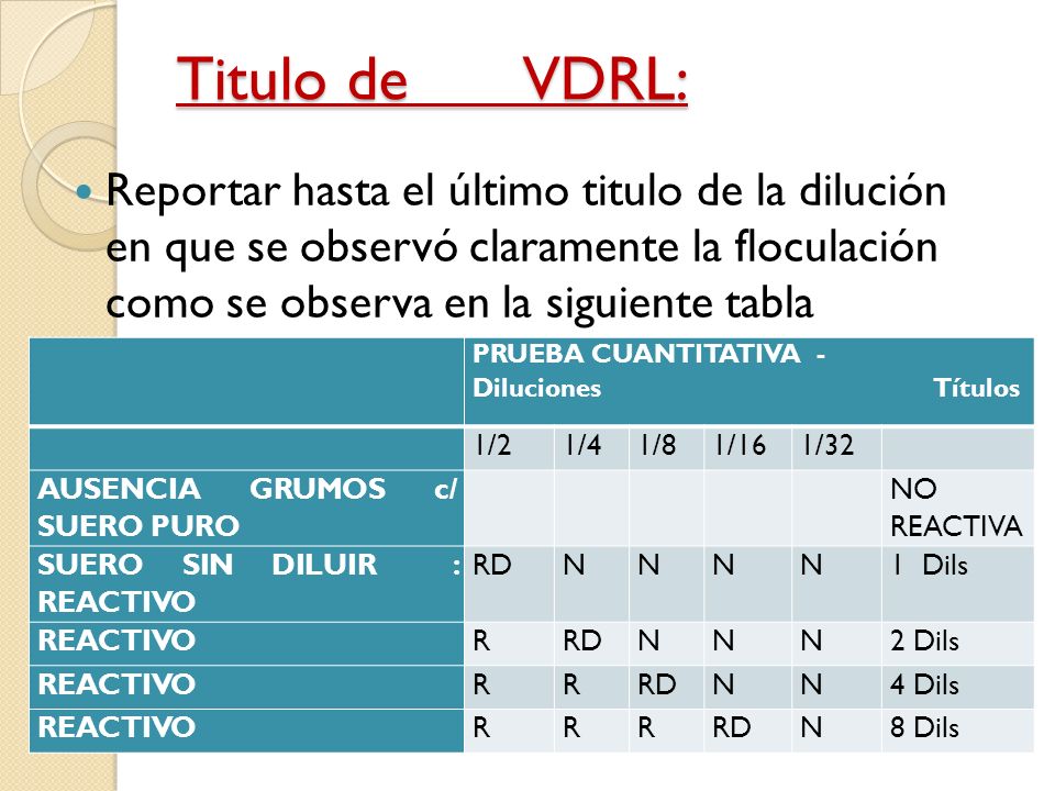 vdrl serologia prueba presunt no reactivo dils